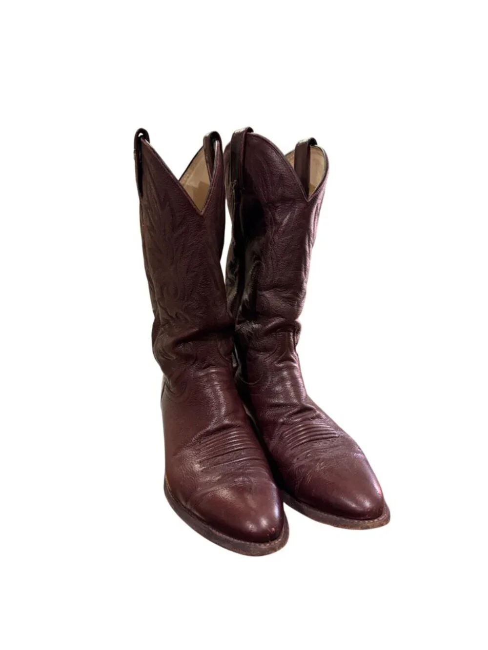 Vintage Dan Post Black Cherry Leather Cowboy Boots Sz 9 D Men’s Western Made USA